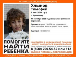 В Краснодаре разыскивают нуждающегося в медпомощи 9-летнего Тимофея Хлынова